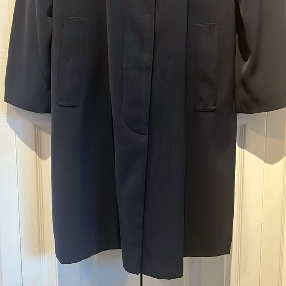 Sequence Navy Blue Lined Button Up Trench Coat Size 12 - Picture 4 of 14